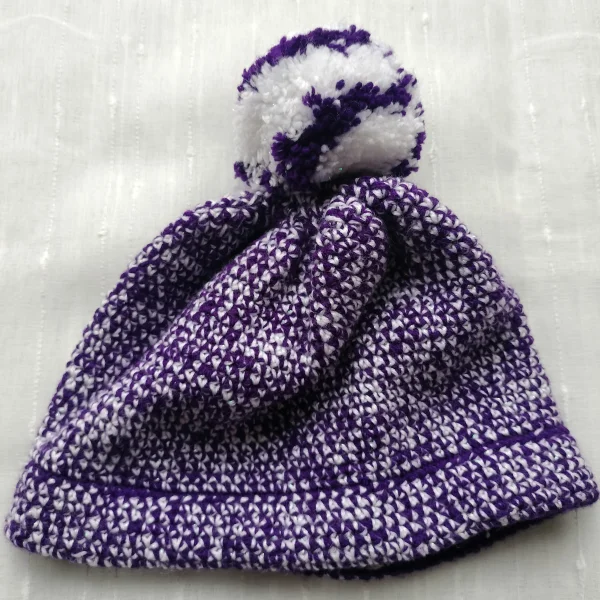 Hand-knitted purple hat